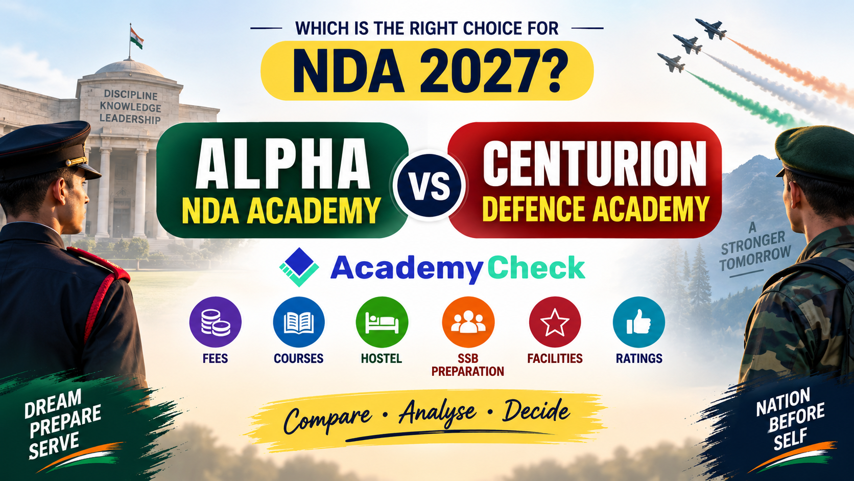 Alpha NDA Academy vs Centurion Defence Academy: Which NDA Coaching Offers Better Courses & Fees in 2027?